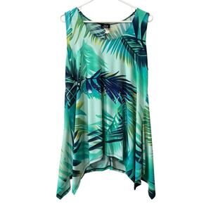 Jostar Tank Top Women Large Black Hawaiian Sleeveless Asymmetrical Tunic Artsy